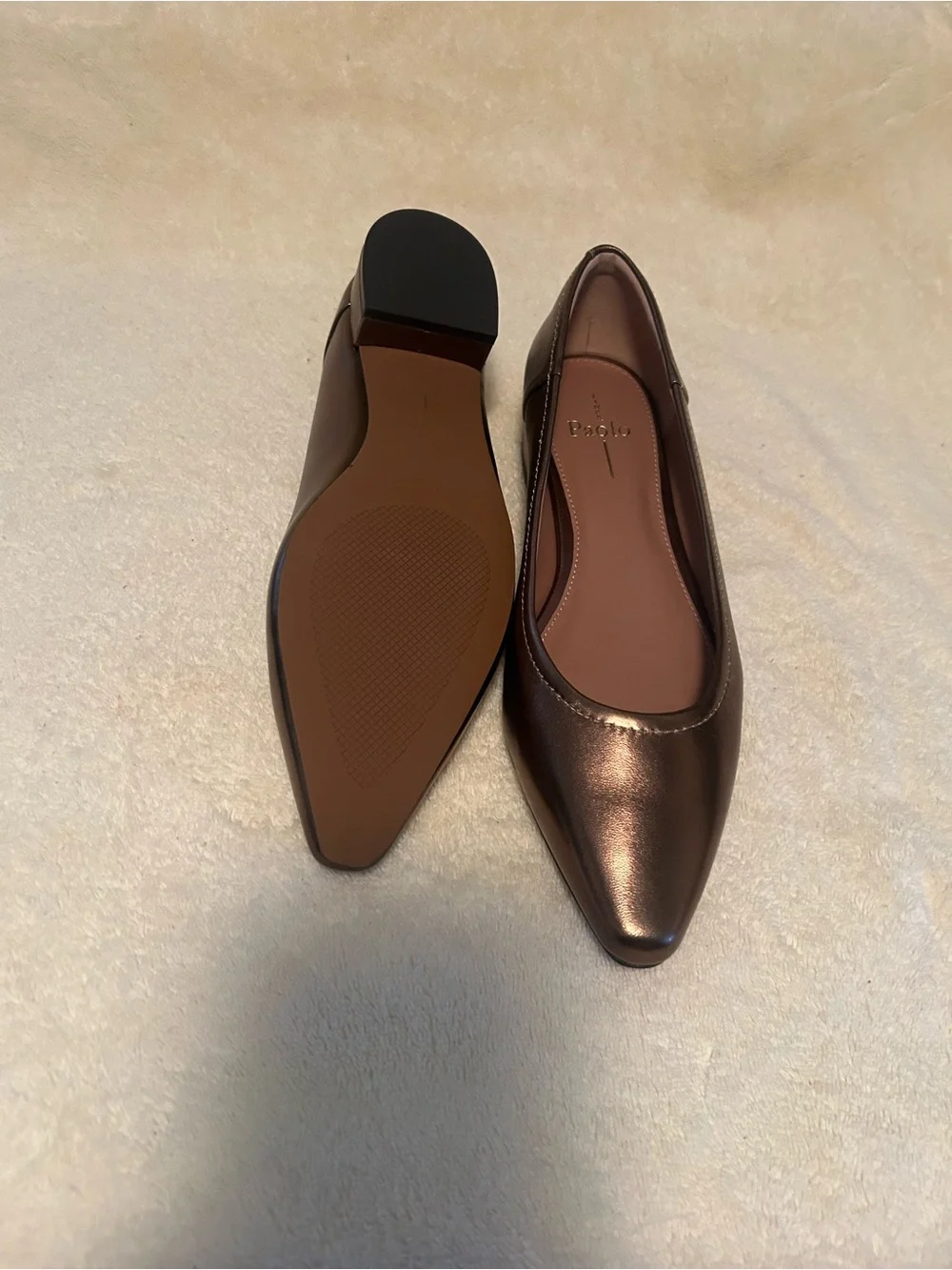 Gorgeous Paolo Metallic Chocolate Pointed Toe Flats